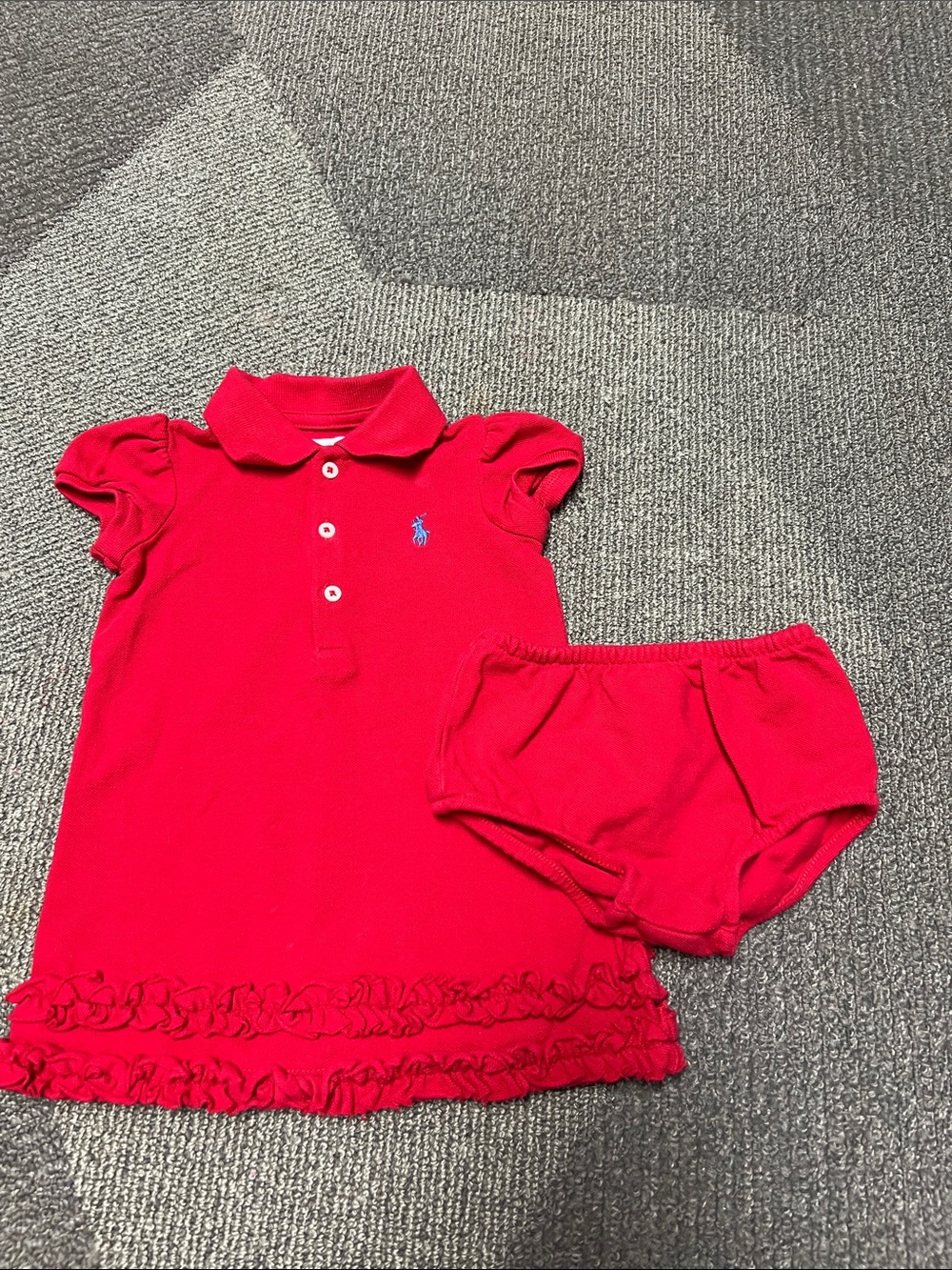Ralph Lauren Red Polo Dress with Matching Bloomers 9 months